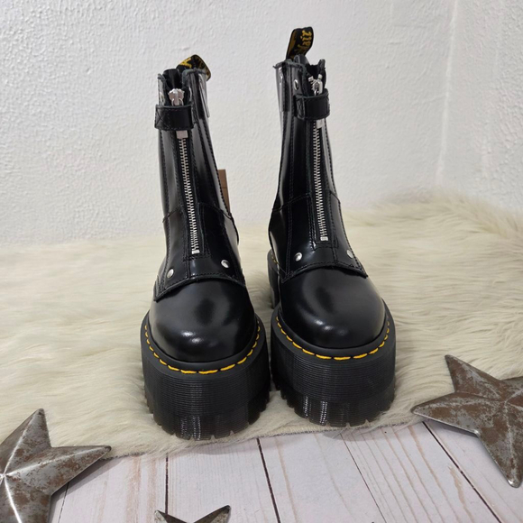 Dr. Martens jetta hi max leather platform boots black buttero patent size 5 NWT - Picture 3 of 8